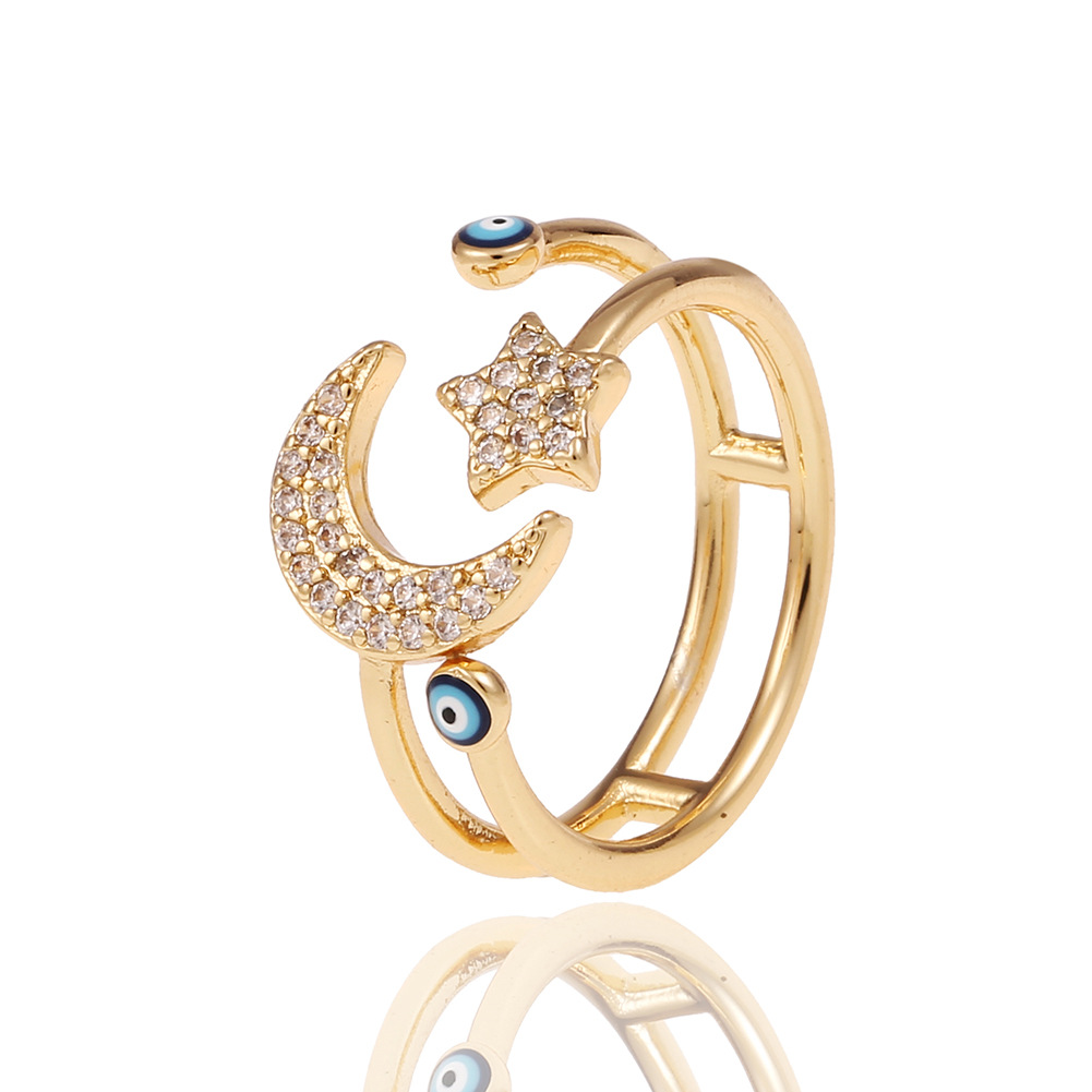 18K Evil Eye Ring Zircon Jewelry Party Holiday Gift Women